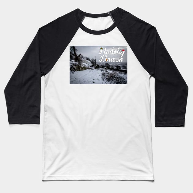 Nadolig Llawen - Cottage Overlooking the Bay Baseball T-Shirt by SimplyMrHill